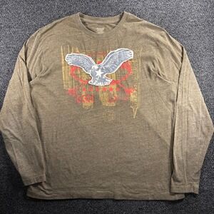 Y2K Cremieux Mens XL Long Sleeve T- Shirt Embroidered Eagle Graphic Print